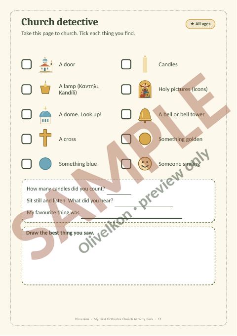 Sample page 10 from My First Orthodox Church Activity Pack